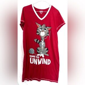 Lazy One Red and White Cotton Nightshirt